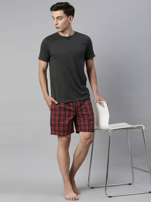 Red Checks Lounge Short